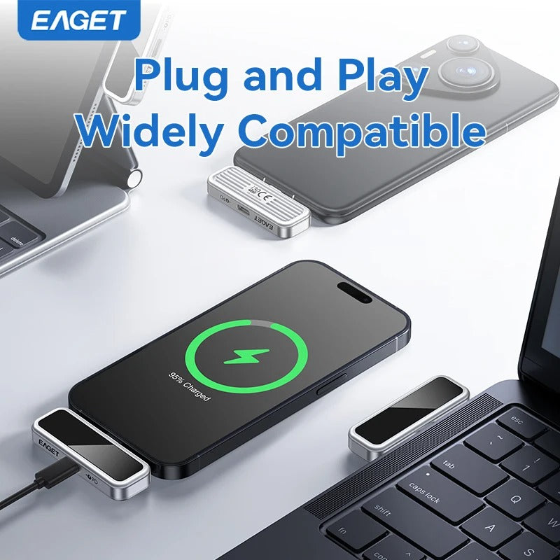 EAGET I30 USB-C Flash Drive, 64GB/128GB/256GB/512GB, LCD Display, 20W PD Fast Charging for Compatible Phones and Tablets