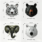 Resin Animal Head Wall Decor – Tiger, Bear and Elephant Sculpture