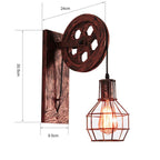 Vintage Industrial LED Wall Sconce – Retro Pulley-Style Wall Light Fixture for Bedroom and Living Room