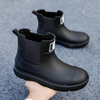 Men’s Short Rain Boots, Waterproof PVC Slip-On Shoes, Non-Slip Low-Top Boots for Farm Work and Outdoor Use