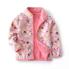Girls' Floral Fleece Jacket – Cozy Autumn and Winter Outerwear for Ages 2–6