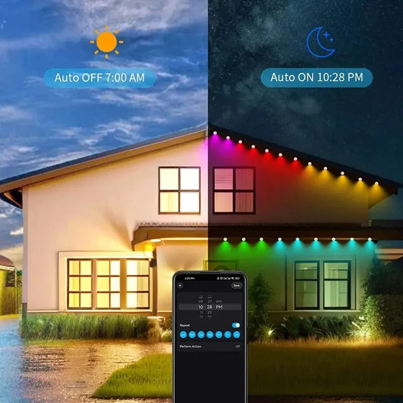 Smart WiFi RGBIC Permanent Outdoor LED Eaves Lights – App, Remote and Voice Control, Music Sync, Timer and Waterproof Design