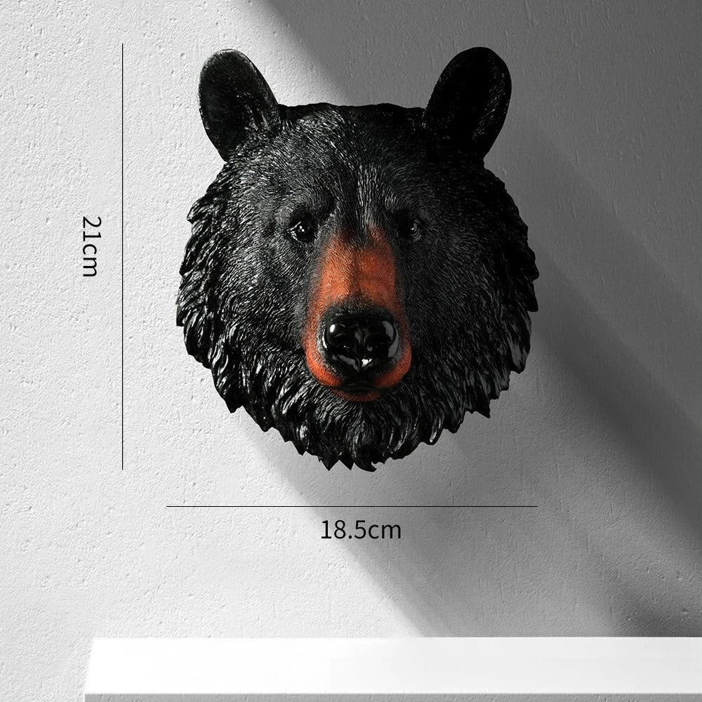 Resin Animal Head Wall Decor – Tiger, Bear and Elephant Sculpture