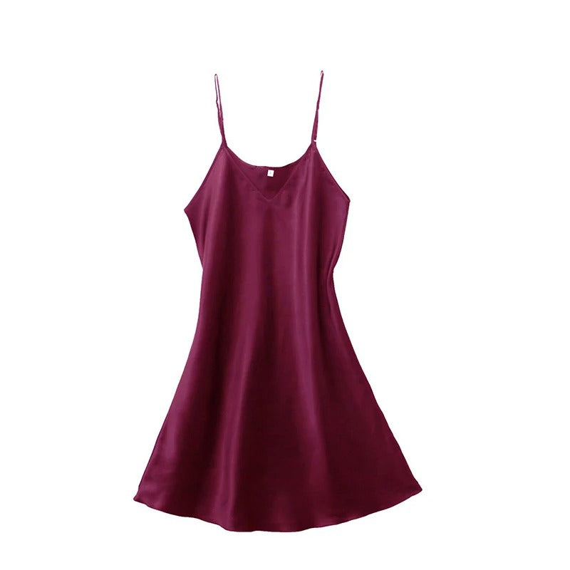 Women's Satin V-Neck Nightgown – Sleeveless Lightweight Sleepwear, Plus Size