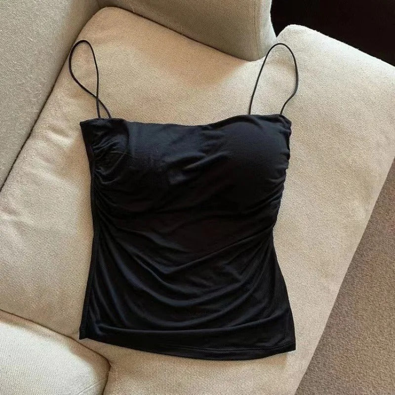 Women’s Pleated Corset Top with Thin Straps