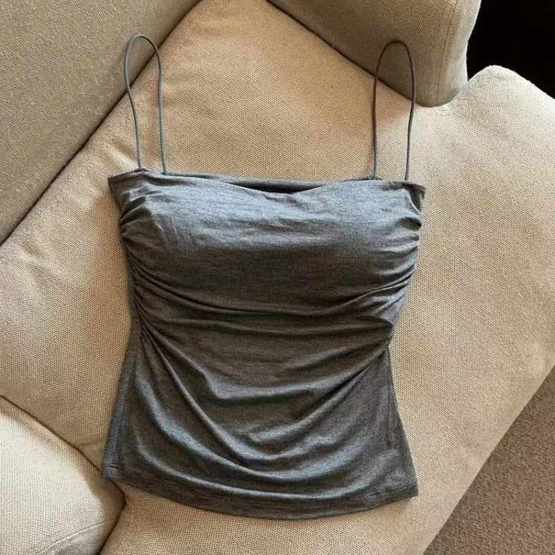 Women’s Pleated Corset Top with Thin Straps