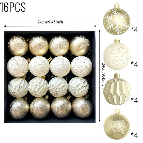 16-Piece Plastic Christmas Ball Ornaments Set – Assorted Textures for Holiday Tree Decorations