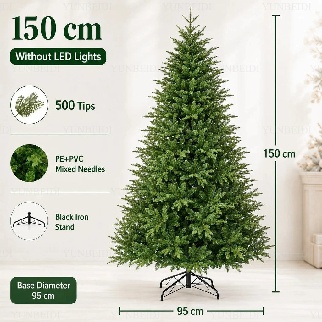 Artificial Christmas Tree with LED Lights, 120–240 cm