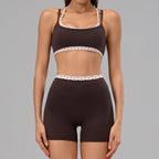 Hearuisavy Women's 2-Piece Polka Dot Activewear Set – Cross-Back Top and High-Waisted Shorts