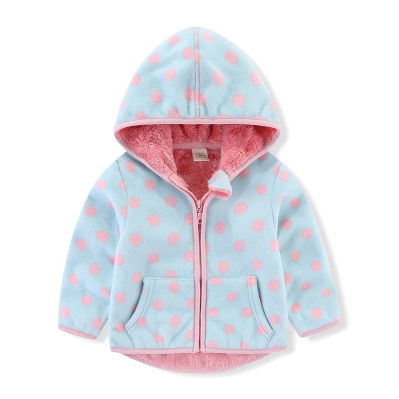 Girls' Floral Fleece Jacket – Cozy Autumn and Winter Outerwear for Ages 2–6