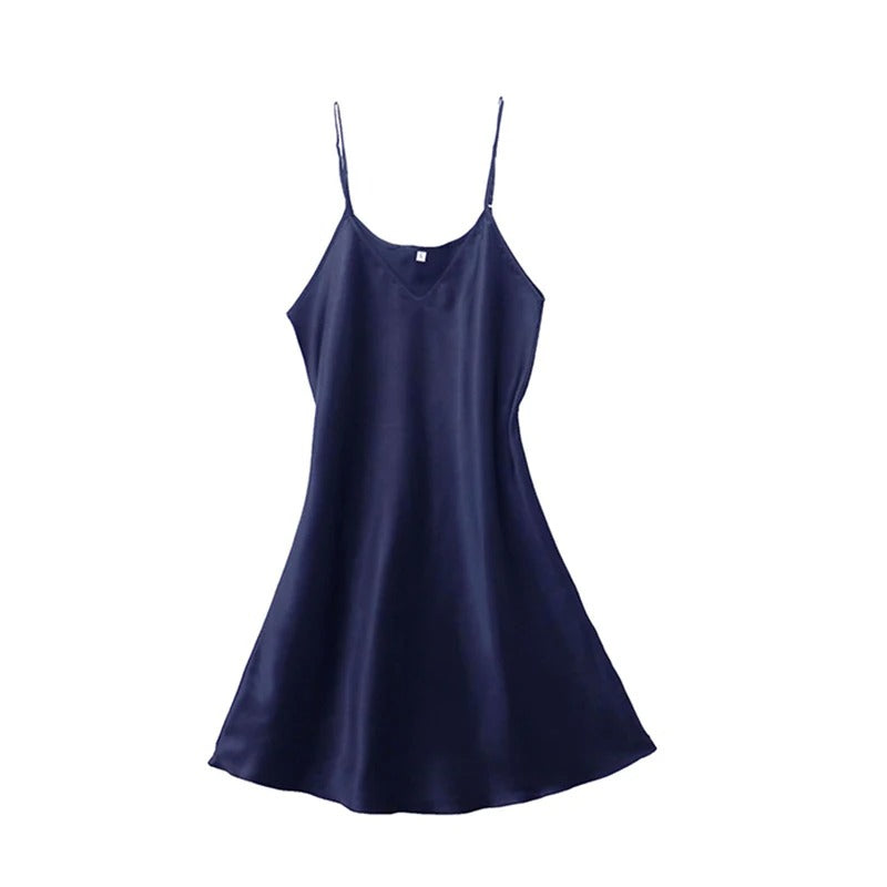 Women's Satin V-Neck Nightgown – Sleeveless Lightweight Sleepwear, Plus Size