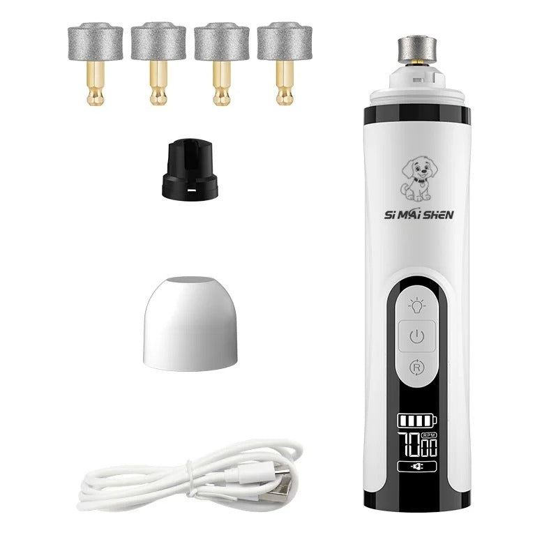 Electric Pet Nail Grinder with LED Power Display – Rechargeable Grooming Tool for Cats and Dogs