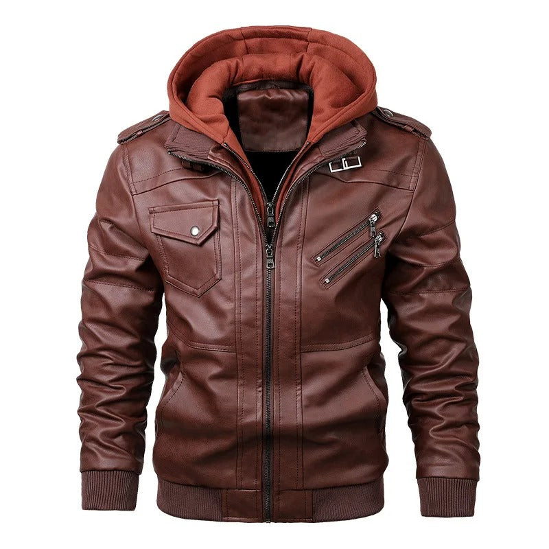 Men's PU Leather Jacket – Vintage Casual Biker Style Outerwear for Autumn and Winter