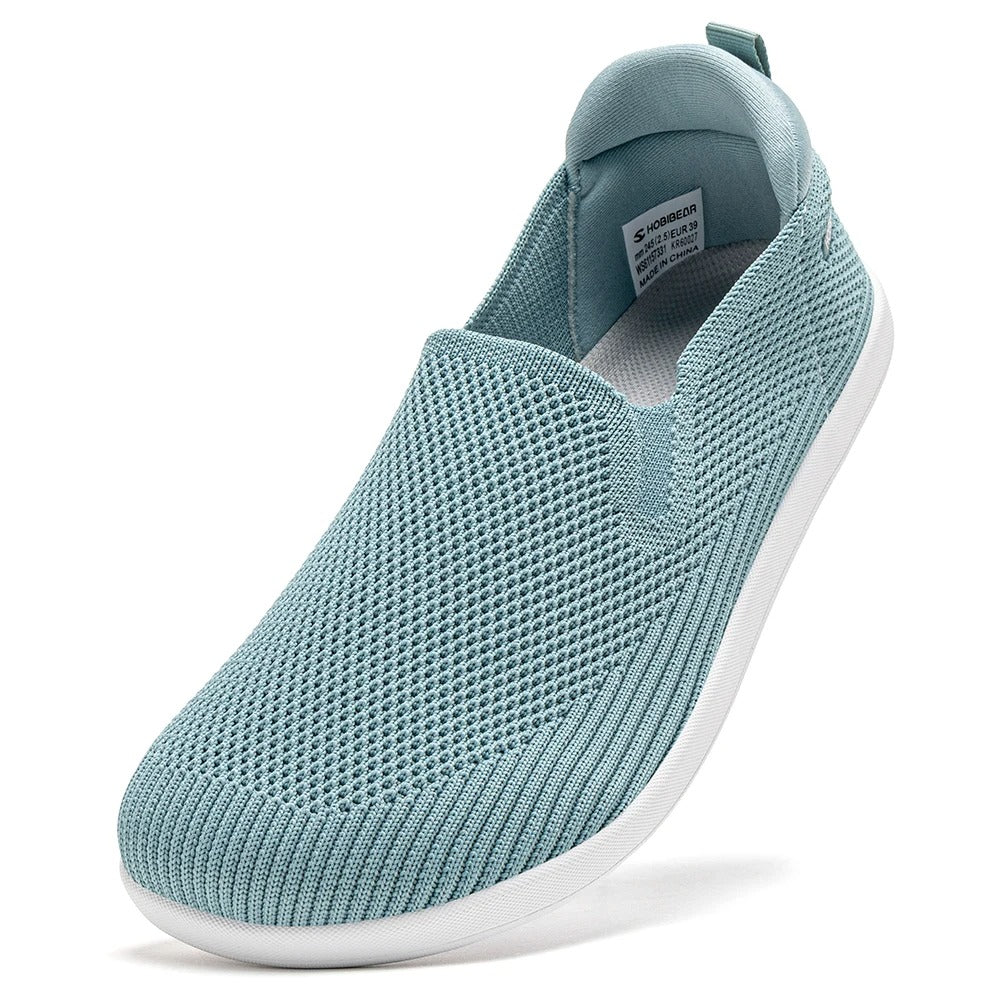 HOBIBEAR Women's Wide Toe Box Slip-On Sneakers – Breathable Mesh Walking Shoes