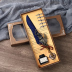 5-Color Feather Dip Pen Set with 5 Replaceable Nibs – Decorative Calligraphy and Signature Writing Pen