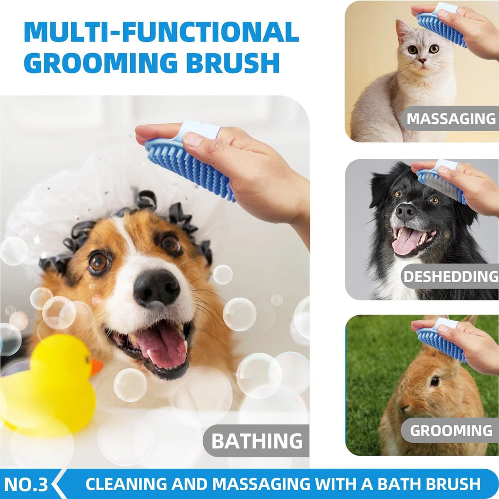 6-in-1 Pet Grooming Kit with Brush, Towel and Scrubber Gloves