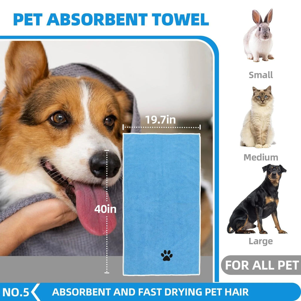6-in-1 Pet Grooming Kit with Brush, Towel and Scrubber Gloves