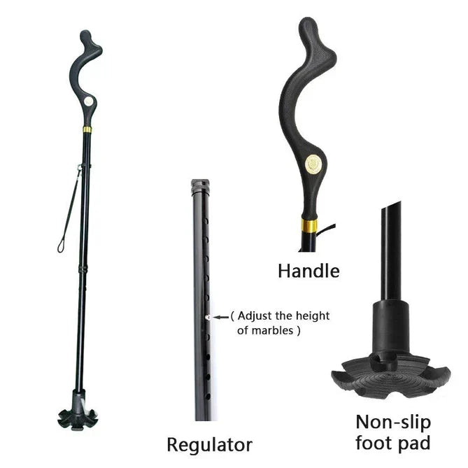 Adjustable Walking Stick – Lightweight Support Cane with Ergonomic Handle for Everyday Use