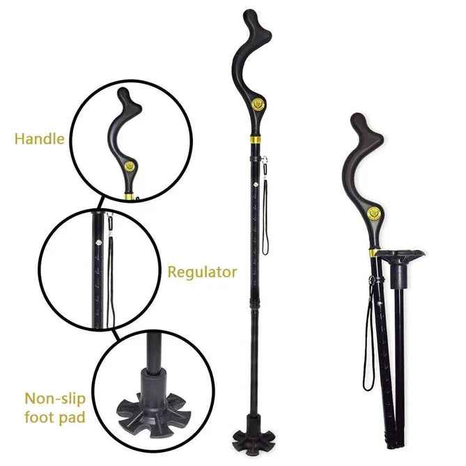 Adjustable Walking Stick – Lightweight Support Cane with Ergonomic Handle for Everyday Use